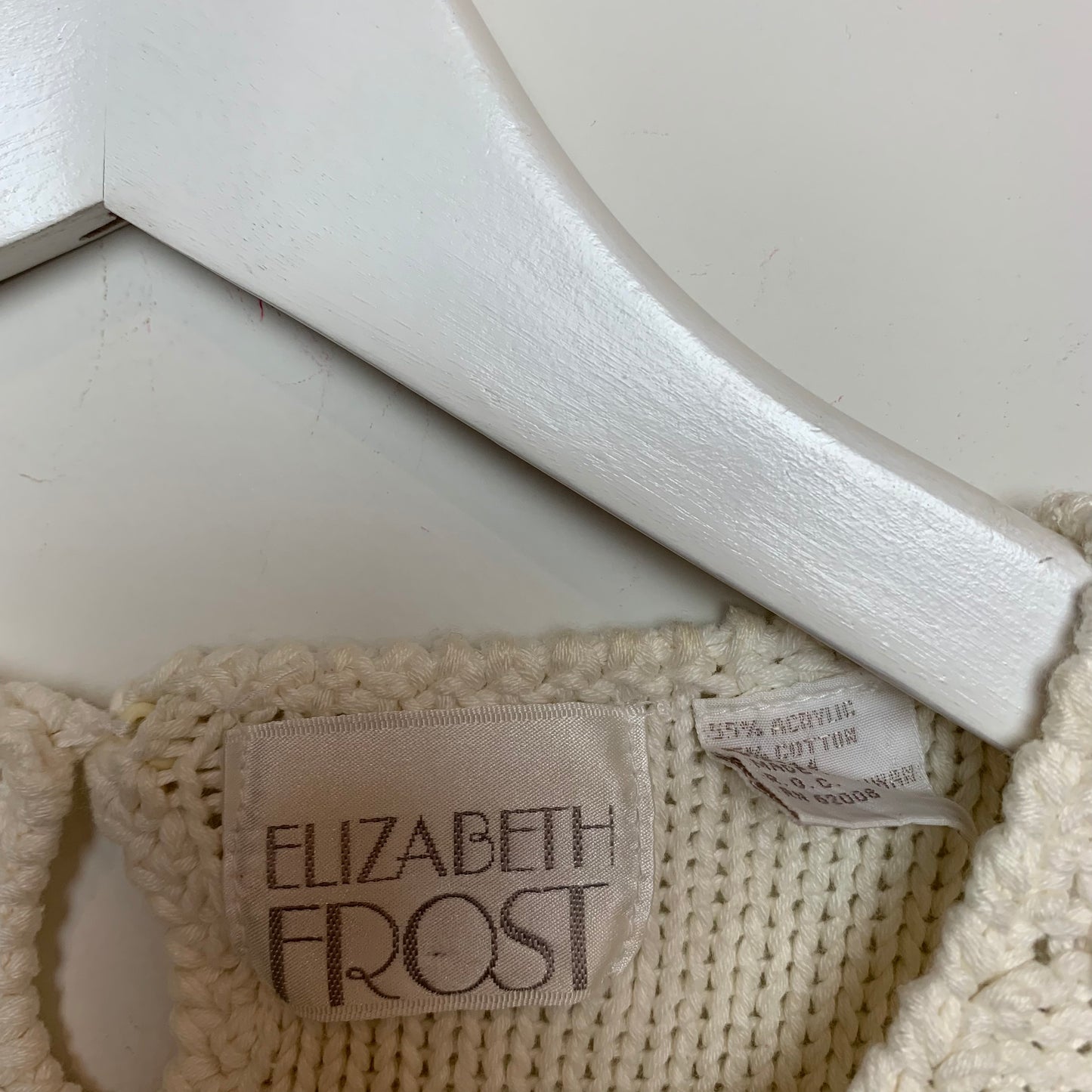 90s Elizabeth Frost Sweater Shirt Cream Knit Medium