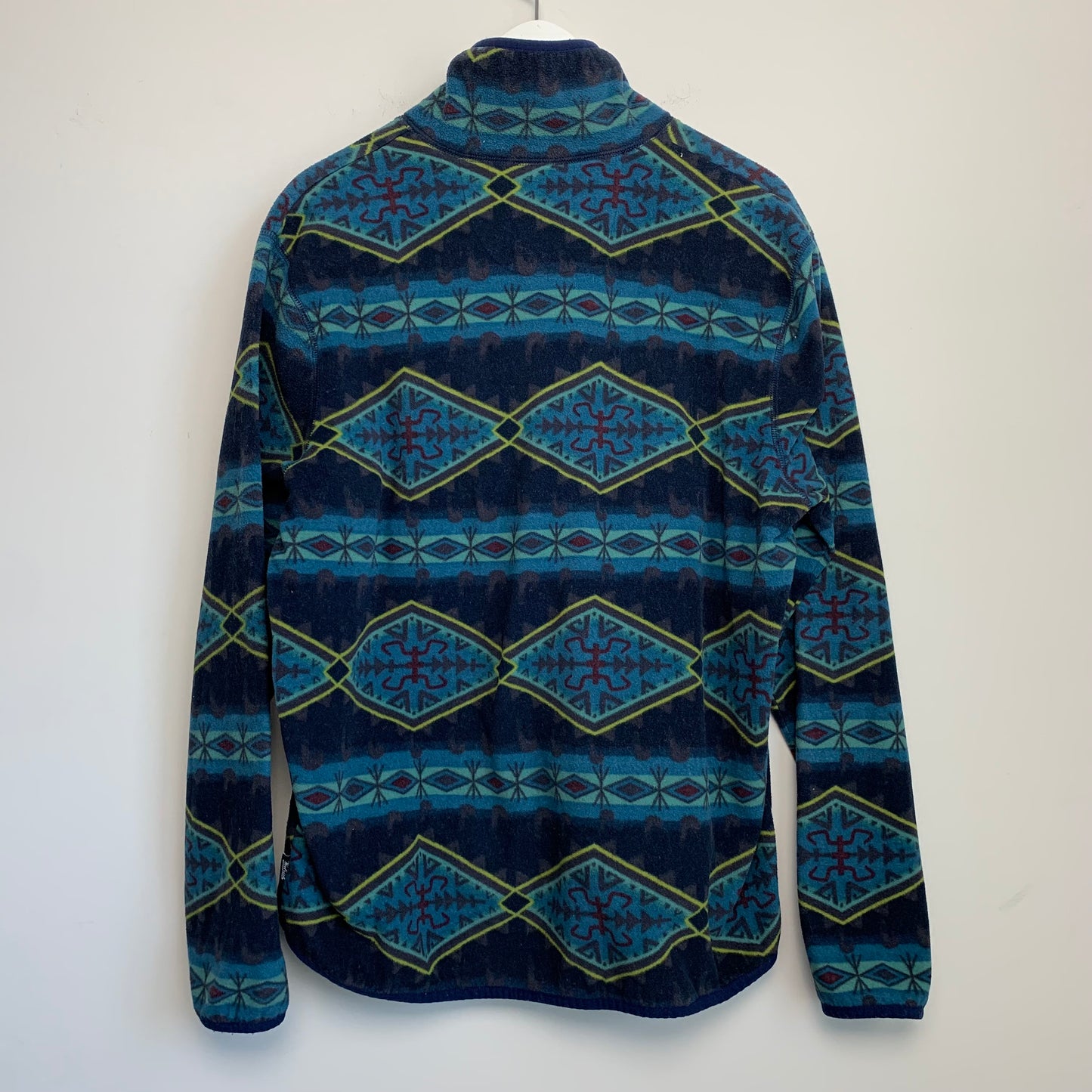 Woolrich Snap Fleece Pullover Sweatshirt Large Aztec Southwest Blue