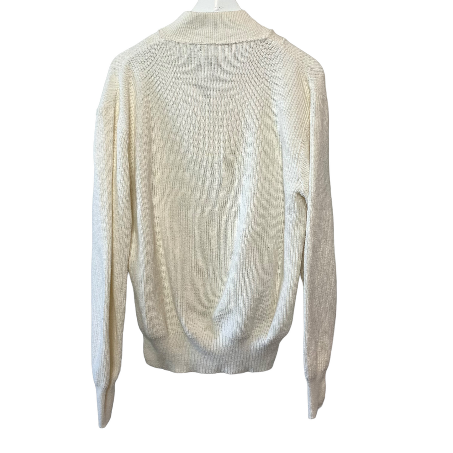 Vintage 90s St. John's Bay Button Henley Pullover Sweater Chunky Knit Grandpa Cream Cotton XL