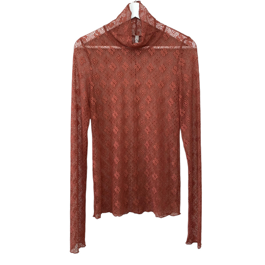 Intimately Free People Sweet Memories Turtleneck Sheer Lace Terracotta Large