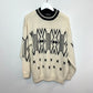 Vintage In Wear Mock Neck Pullover Sweater Cream and Black Medium Knit