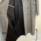 Vintage 80s 90s Alorna Herringbone Tweed Trench Coat Long Black Gray Overcoat Medium Large