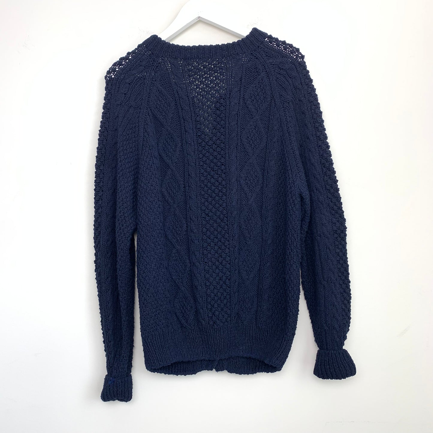 Navy Blue Chunky Knit Cardigan Sweater
