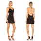 Alice + Olivia Dabney Black Draped Back Mini Dress Cowl Neck Slip Dress