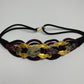 Vintage 80s Braided Rope Belt with Gold Accents and Tapestry Details