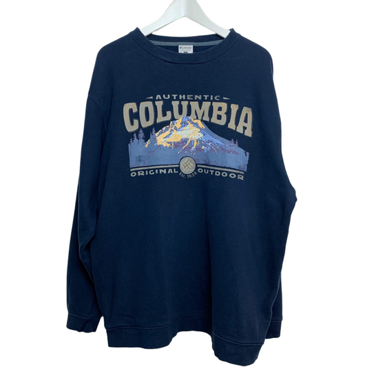 Vintage Columbia Sweatshirt Mountains Navy Blue Pullover Crewneck XL