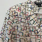 Vintage With Tags Ann May Geometric Print Silk Blouse Button Down Collared Shirt Large