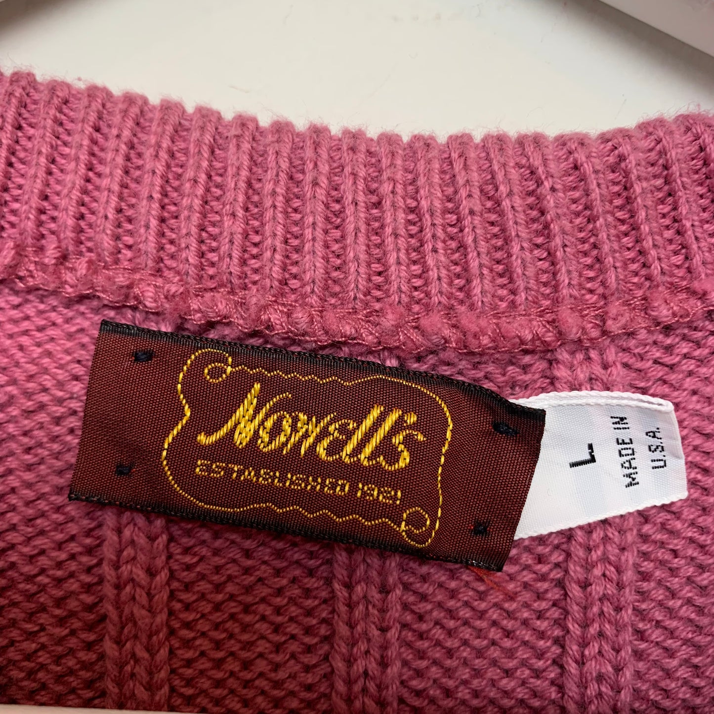 Vintage 90s Nowell's Chunky Knit Sweater Pink Large Made in the USA