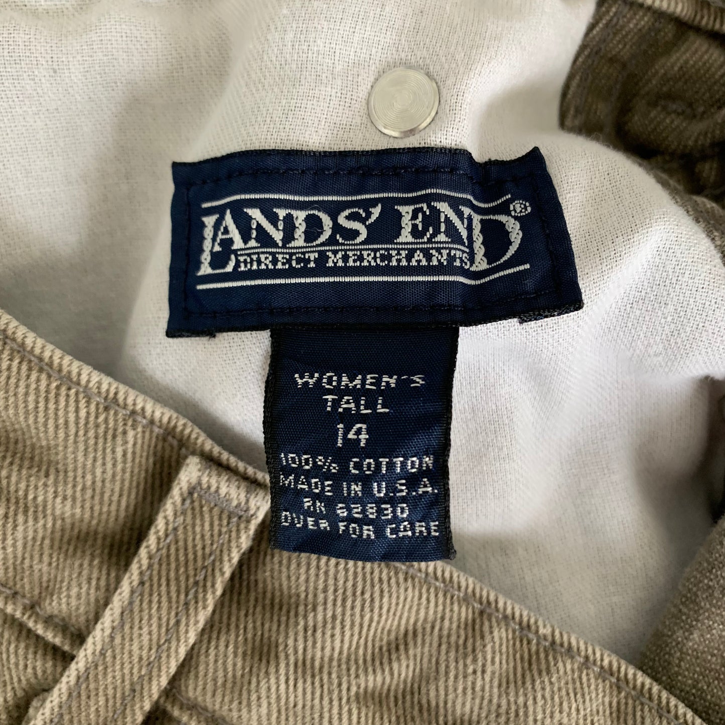 90s Lands' End Brown Denim High Rise Mom Jeans 14 Tall Cotton Made in the USA 32”
