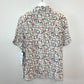 Vintage With Tags Ann May Geometric Print Silk Blouse Button Down Collared Shirt Large