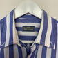Vintage Sir William Blue and White Striped Short Sleeve Button Down Collared Shirt Medium