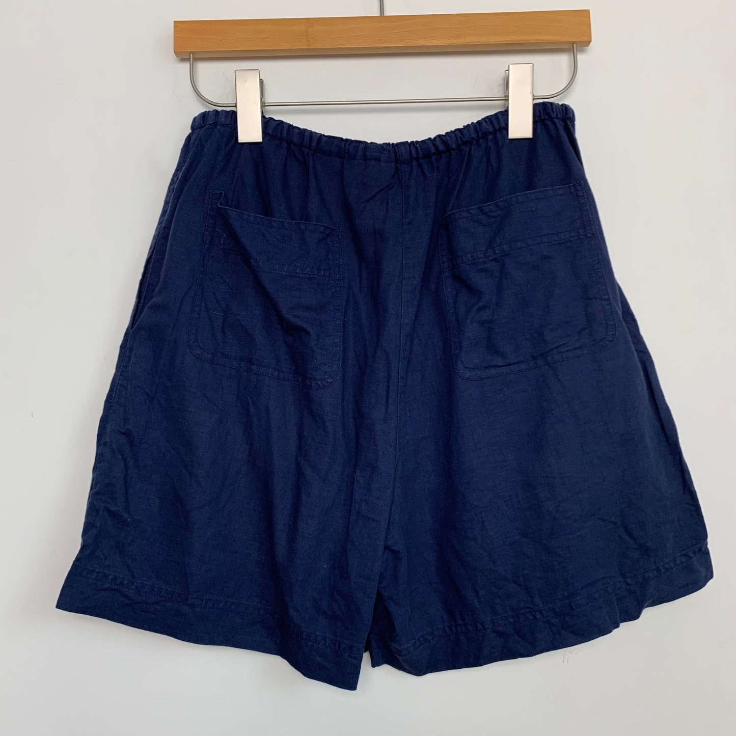 Vintage White Stag Navy Blue Drawstring Shorts Linen Cotton Small