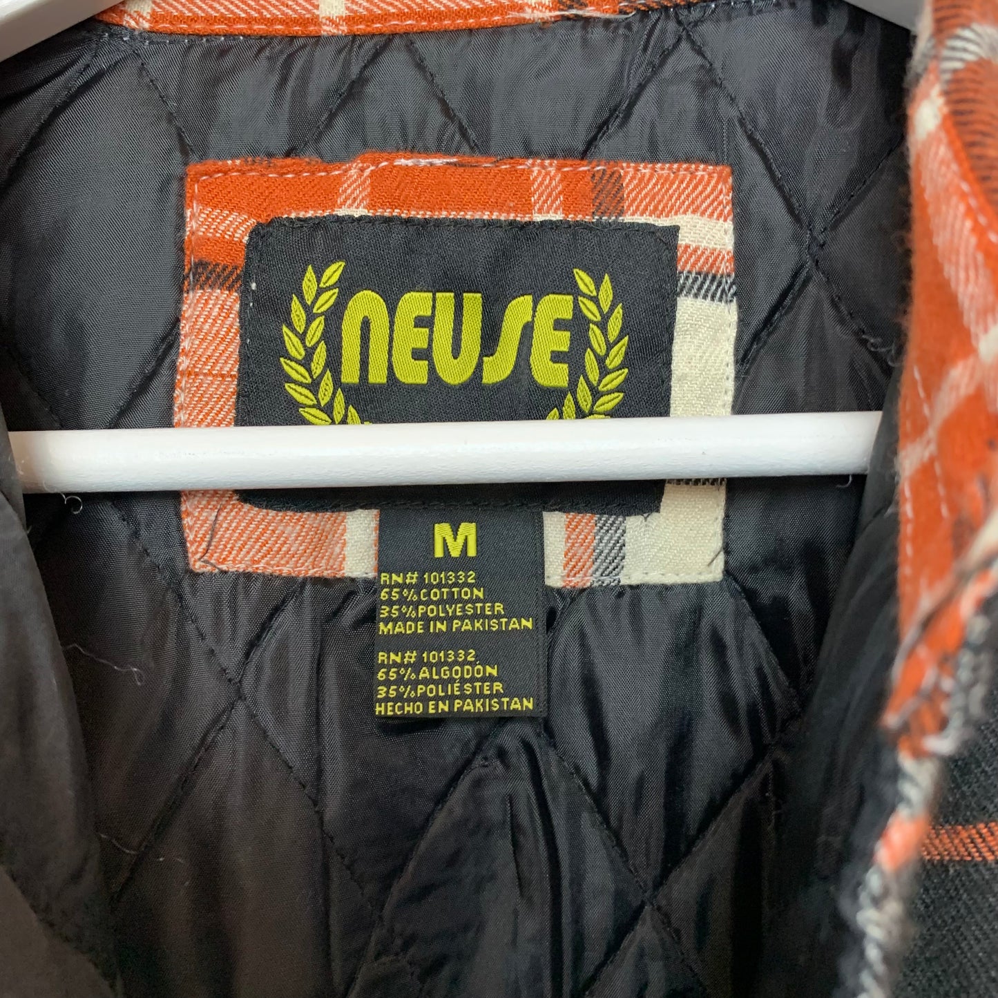 Neuse Orange Plaid Shirt Jacket Shacket Quilted Flannel Medium