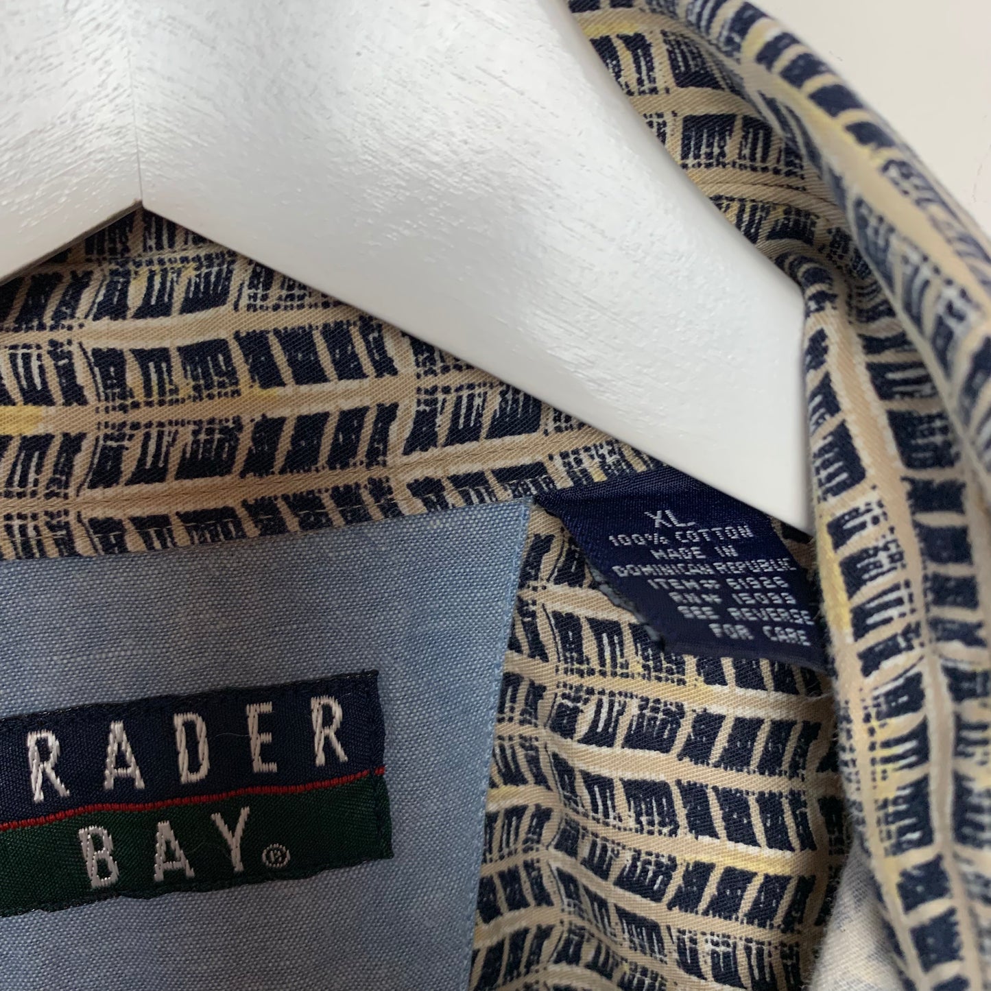 Vintage 90s Trader Bay Long Sleeve Button Down Collared Shirt Patterned XL Cotton
