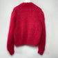 Vintage Knit Cardigan Sweater Deep V-Neck Long Sleeve Pink