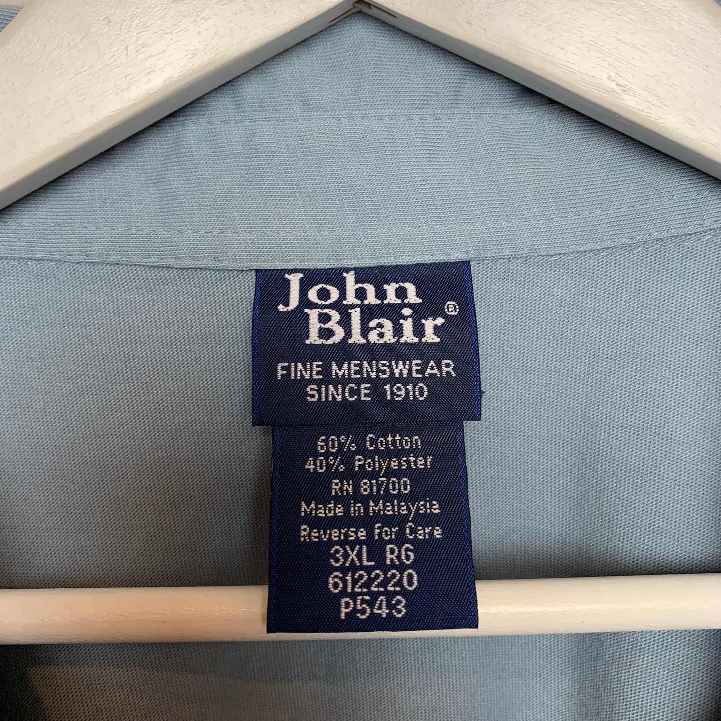 Retro Style John Blair Blue long Sleeve Polo XXXL