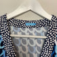 J. McLaughlin Catalina Cloth Blythe Faux Wrap Dress Midi with 3/4 Length Sleeves Blue Print Small