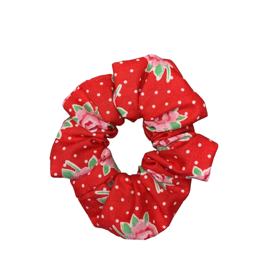 Handmade Floral Polka Dot Valentine's Scrunchies