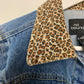 90s Y2K No Boundaries Denim Jean Jacket Leopard Trim