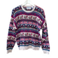 Vintage 90s Northern Isles Hand Embroidered Chunky Knit Sweater Cats, Flags, Hearts, Mouse Medium