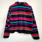 90s Talbots Colorful Fleece Striped Jacket Collared Cropped Medium Petite