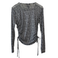 Y2K Kenneth Cole Sheer Mesh Crop Top Long Sleeve Large Black and White Geometric Print