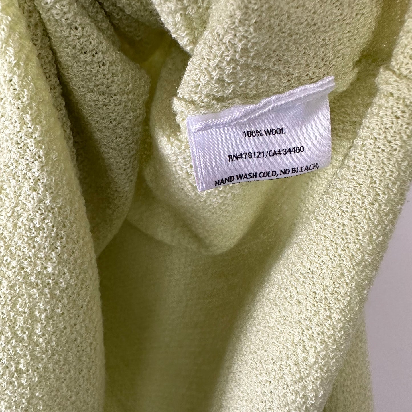 Eileen Fisher Knit Tunic Top Chartreuse Green Wrap Small Wool
