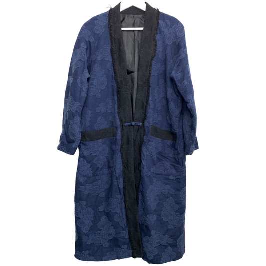 Blue floral Duster Cocoon Jacket Coat