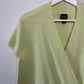 Eileen Fisher Knit Tunic Top Chartreuse Green Wrap Small Wool