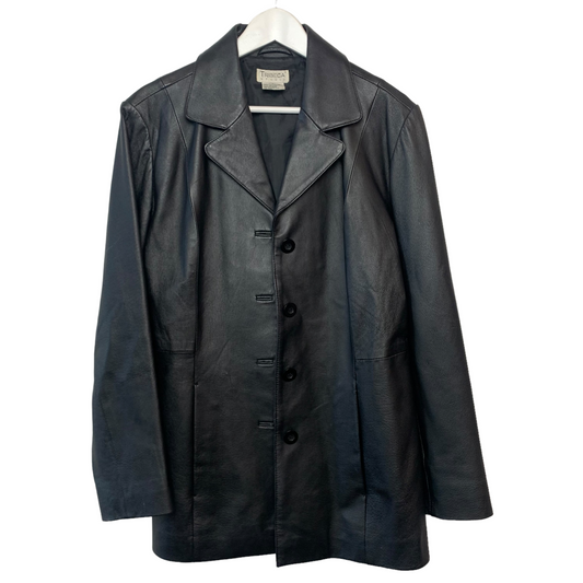 Vintage 90s Tribeca Studio Black Leather Blazer Jacket Large