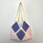 Handmade Knit Crochet Purse Pink and Purple Granny Square Bag