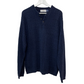 Vintage 90s Bill Blass Chunky Knit Henley Sweater Navy Blue Large