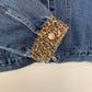 90s Y2K No Boundaries Denim Jean Jacket Leopard Trim