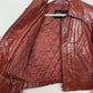 Vintage 80s Wilsons Maroon Leather Cropped Moto Jacket Small