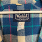 Vintage 70s 80s Woolrich Woman Blue Jacket Hooded Field Chore Parka Plaid Wool Medium