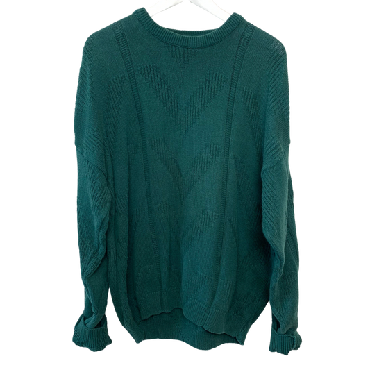 80s Jantzen Sport Chunky Knit Sweater Forest Green XL