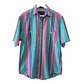 Vintage 90s Eddie Bauer Northwest Chambray Bold Striped Short Sleeve Button Down Cotton Medium