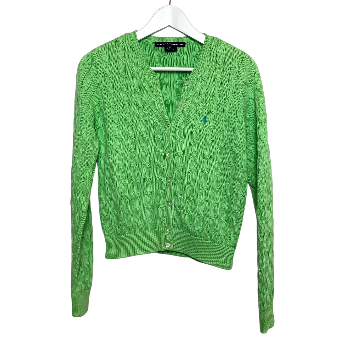 Ralph Lauren Sport Green Cable-Knit Cotton Cardigan Medium