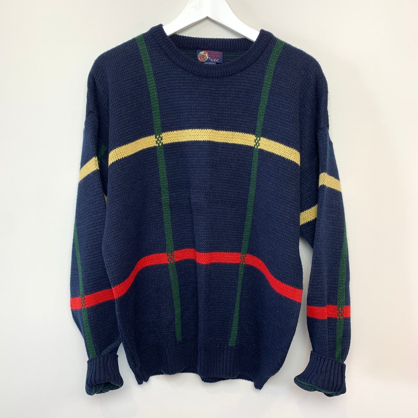 90s Trading Company by GFC Chunky Knit Grandpa Sweater Primary Colors Large