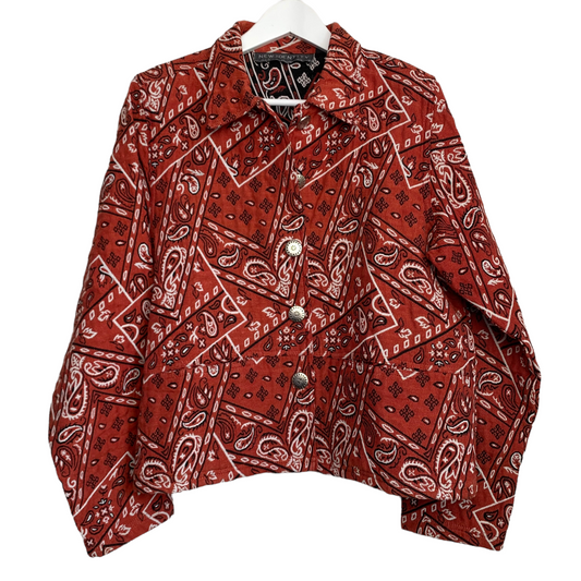 90s New Identity Tapestry Bandana Print Collared Jacket Large Western