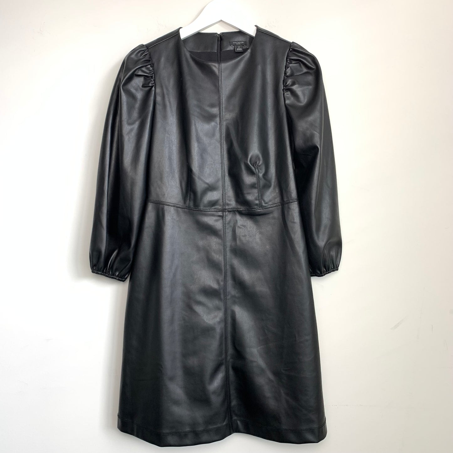 Ann Taylor Black Faux Leather Dress Size 2 Petite