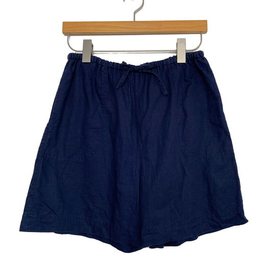 Vintage White Stag Navy Blue Drawstring Shorts Linen Cotton Small