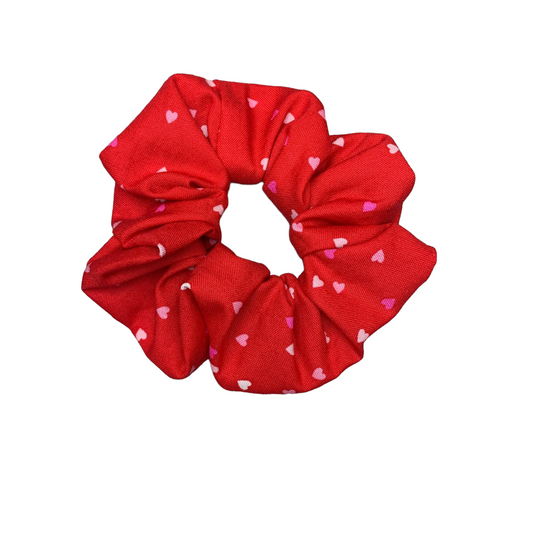 Handmade Red Hearts Valentine's Scrunchie