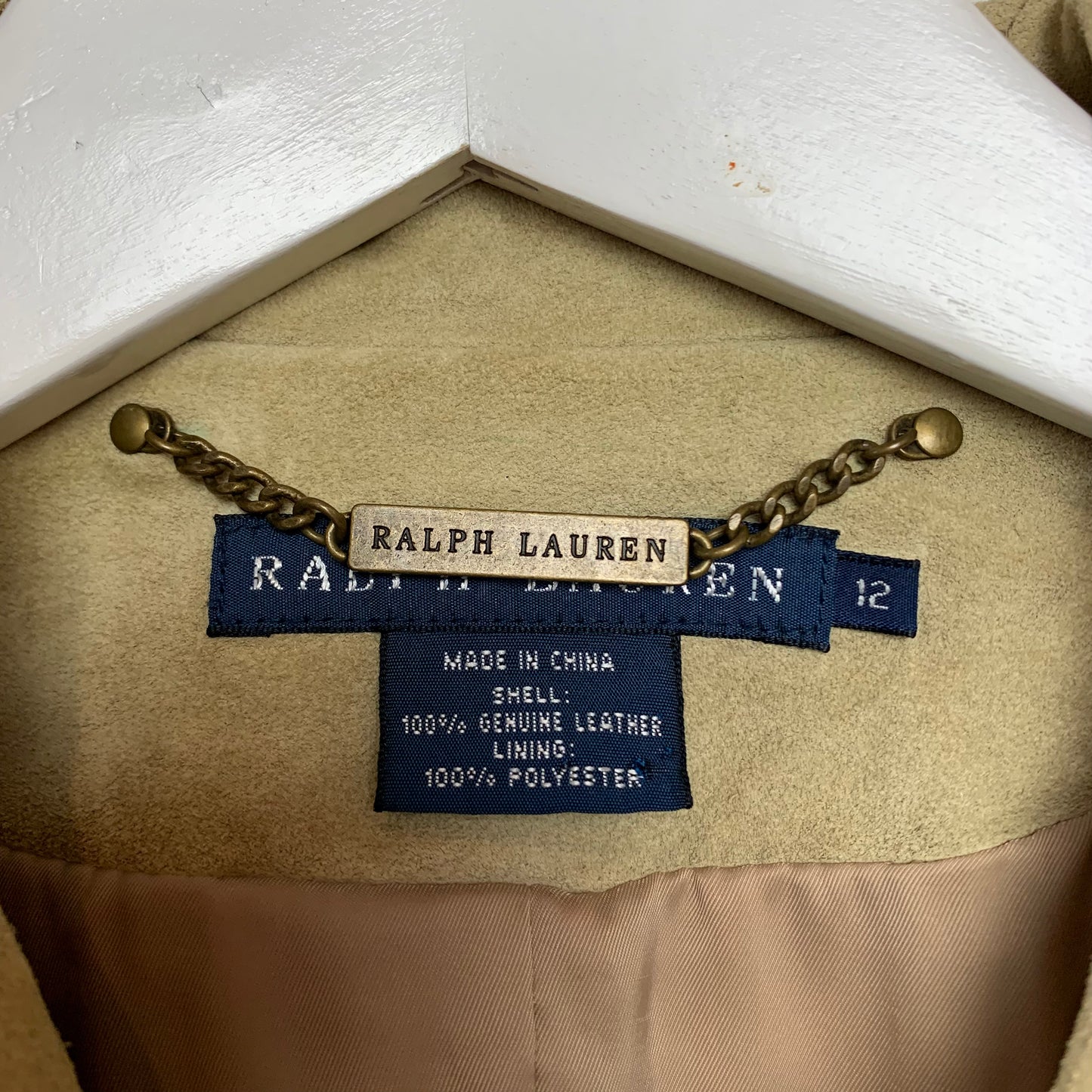 Ralph Lauren Blue Label Tan Suede Leather Blazer Jacket 12