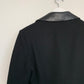 90s Braebrook Black Cropped Blazer Jacket Coat with Leather Collar and Trim Size Small