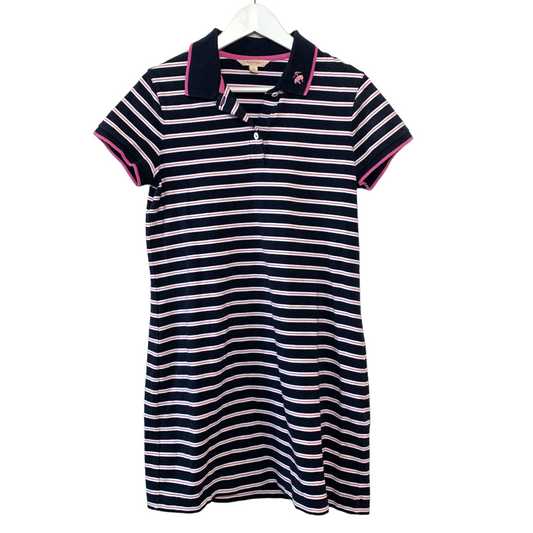 Brooks Brothers Polo Dress Pink and Navy Blue Striped Medium