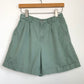 90s Liz Claiborne Green High Rise Trouser Shorts Pleated Front Cotton 26”