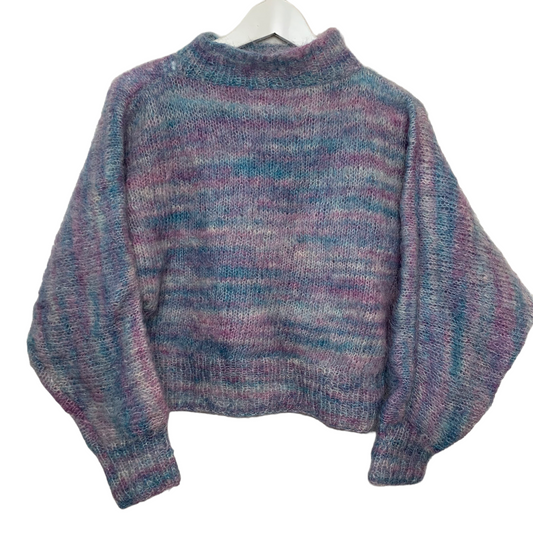 Vintage Hand knit Space Dyed Cropped Mock Neck Sweater Small