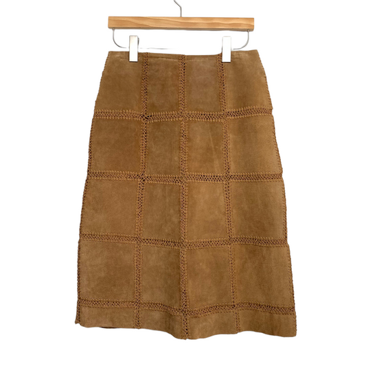 Vintage Suede Leather Midi Skirt Size 4