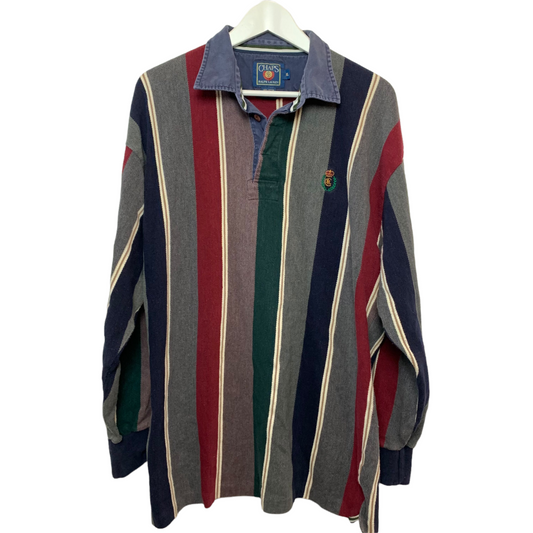 Vintage 90s Chaps X Ralph Lauren Collab Long Sleeve Striped Polo Shirt XL